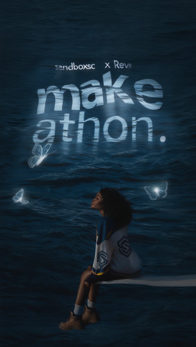 makeathon poster — album cover water scene