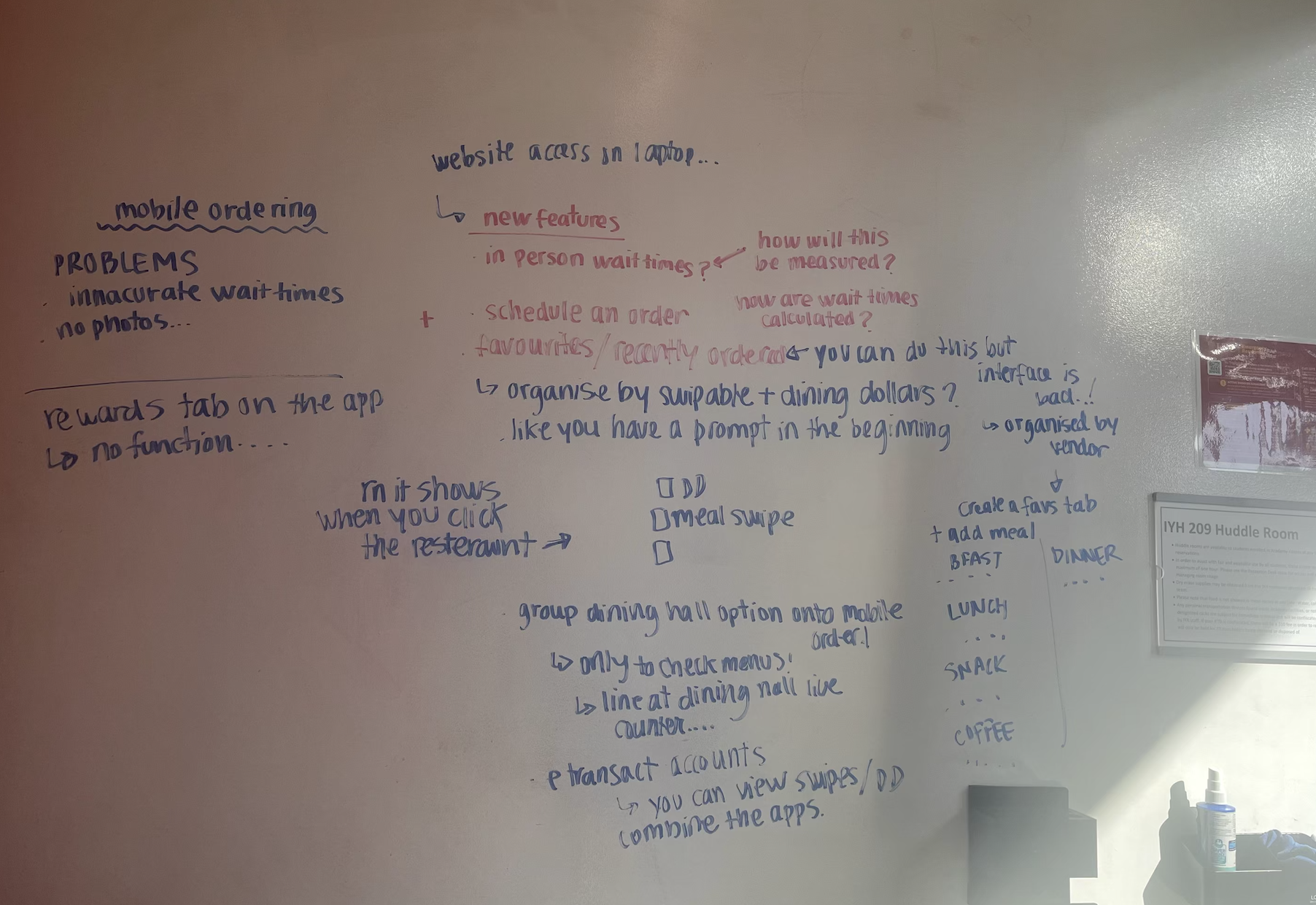 research whiteboard — mobile ordering problems mapped